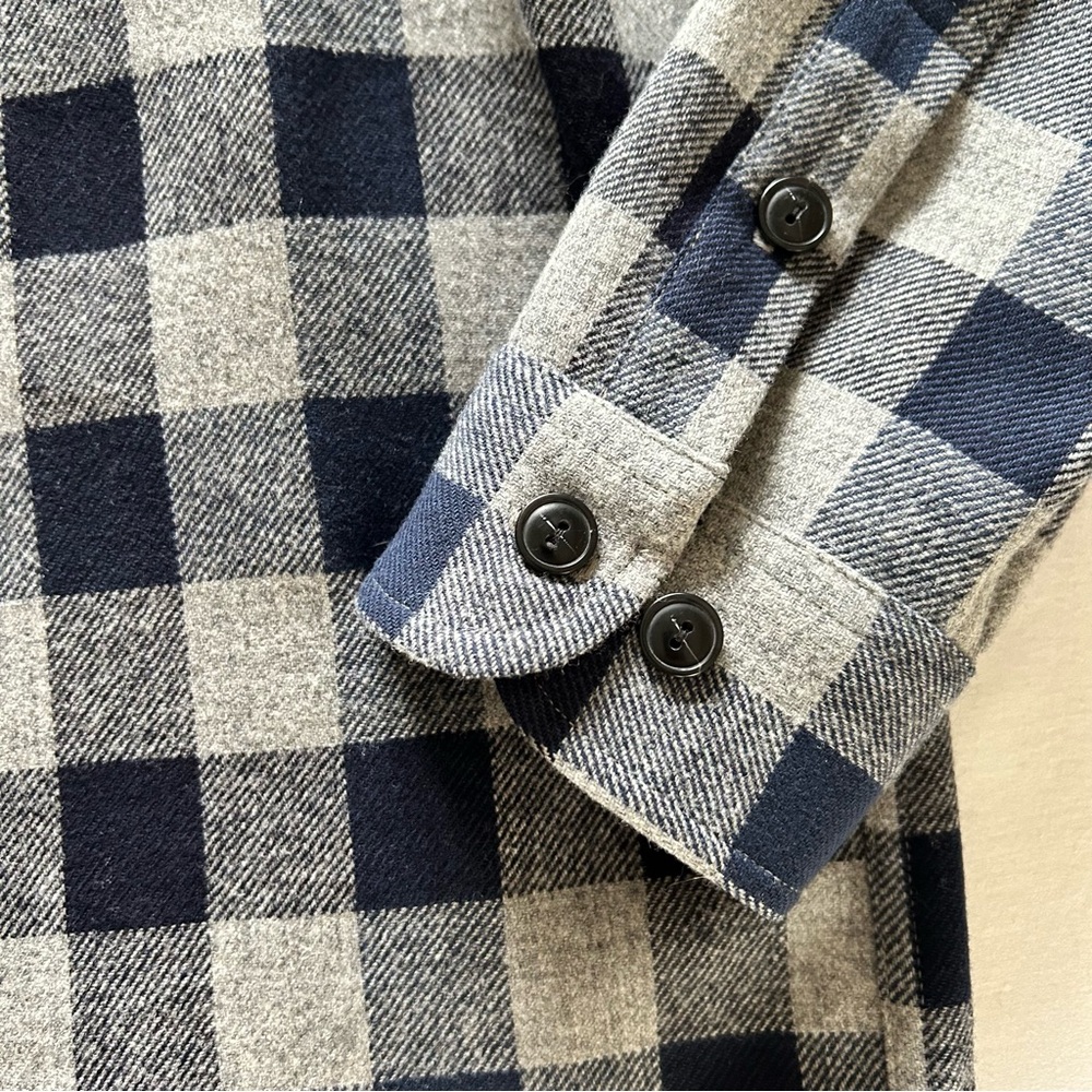 Pendleton Mens XL Wool Flannel Buffalo Plaid Shirt Gray Navy - Picture 4 of 6